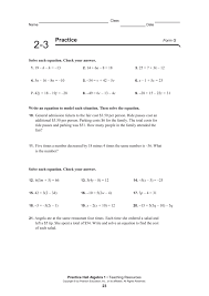 Notice that there is no parenthesis in this equation and no like terms to combine on both sides of the equation. Practice 2 3 Solving Multi Step Equations Answers Tessshebaylo