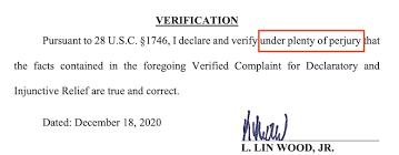 If someone who is giving evidence in a court of law commits perjury , they lie. Lawyer Files Document Under Plenty Of Perjury Lowering The Bar