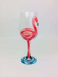 Flamingo Wine Glass Etsy Wine Glass Art Wine Glass Crafts Painted Wine Glass