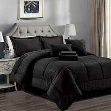 Amazon Com Jml Comforter Set 10 Piece Microfiber Bedding Comforter Sets With Shams Luxury Solid Color Quilted Embroidered Pattern Perfect For Any Bed Room Or Guest Room Black King Kitchen Dining