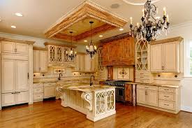 1.12 rustic kitchen with green cabinets terracotta floor tiles rose ceiling; Dc Metro Mini Fridge Glass Front Mediterranean Kitchen With Built In Refrigerator And Chandelier