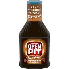 Open pit original barbecue sauce has a spicy, vinegary flavor profile. Open Pit Thick Sweet Brown Sugar Bourbon Barbecue Sauce 18 Oz Walmart Com Walmart Com