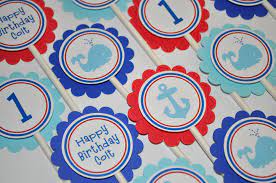 Maybe you would like to learn more about one of these? Nautical 1st Birthday Cupcake Toppers Whale Anchor Birthday Decorations Boys 1st Birthday Kids Party Ideas Red White Blue Set Of 12 So Sweet Party Shop