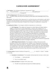 The costs for forming the fundamental. Free Caregiver Contract Agreement Template Pdf Word Eforms