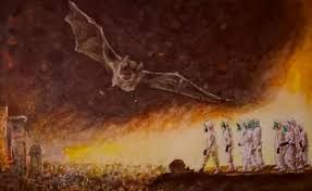 Lukisan gambar kereta api kereta api saya gambar dalam versi mesin uap dengan asap yang keluar dari corong lokomotifnya. Gambar Hari Cat Air Apokaliptik Artmo