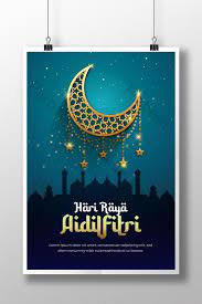 Salam aidilfitri, maaf zahir batin & eid mubarak. Realistic Hari Raya Aidilfitri With Golden Ornate Crescent Poster Design Ai Free Download Pikbest