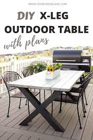 Build Your Own X Leg Outdoor Table Honeybear Lane In 2020 Diy Outdoor Table Outdoor Tables Diy Patio Table