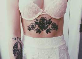 Tattoo Rose And Grunge Image Stomach Tattoos Women Black Ink Tattoos Tattoos