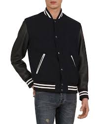 The Kooples Falcone Leather Sleeve Varsity Jacket Men Bloomingdale S Varsity Jacket Men Mens Outdoor Jackets Varsity Jacket