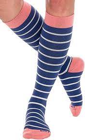 Amazon Com Striped Compression Socks Women S Graduated 15 25 Mmhg Knee High Air Travel Sup Support Stockings Calf Compression Socks Womens Compression Socks