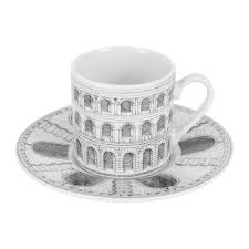 Personalize your space with the 10 x 12 white and black hexagon ii porcelain mosaic. Buy Fornasetti Architettura Espresso Cup Saucer Black White Amara