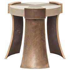 Oswold Side Table With Chocolate Brown Oak Top And Bronze Features 4 530 Liked On Polyvore Featuring Side Table Dark Brown Side Table Bronze Accent Table