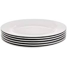 Amazon Com Amazonbasics 6 Piece White Dinner Plate Set