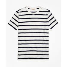 Black And Red Striped T Shirt Mens Brooks Brothers Slub Striped Tee Shirt 575 Mxn Liked On Polyvore Featuring Men S Fashion Me Striped Tee Shirts Mens Striped Shorts Mens Short Sleeve Shirt