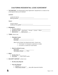 Free Printable Rental Lease Agreement California