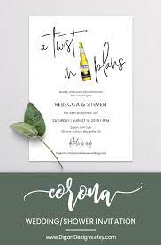 Postponed Wedding Invitation Template Funny Corona Beer Twist Etsy Wedding Invitation Templates Wedding Invitations Wedding Saving