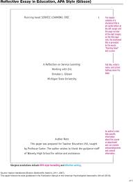 Here are the pointers for writing a reflection paper in apa format: Reflective Essay In Education Apa Style Gibson Pdf Free Download