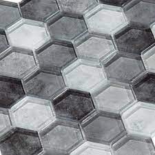 Fade To Black Hexagon Glass Mosaic Floor Decor Black Mosaic Tile Mosaic Glass Black Mosaic