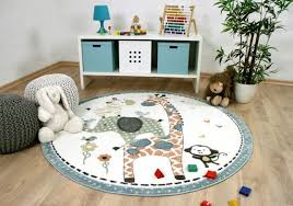 Kinder Teppich Maui Kids Safari Tiere Bunt Rund Teppich Kinder Teppich Spielteppich