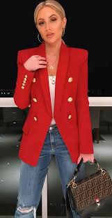 Black Blazer With Gold Buttons Womens Double Breasted Women S Casual Black Blazer Jacket In 2020 Casual Winter Outfits Blazers For Women Leather Bomber Jacket Women