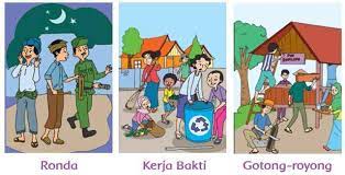 Kegiatan gotong royong atau kerja bakti belajar gotong royong adalah sikap hidup cara kerja. Gambar Gotong Royong Di Lingkungan Rumah Kartun Ideku Unik