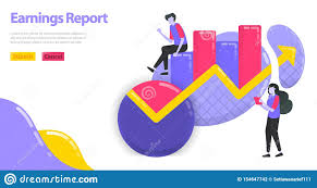 Illustration Of Earnings Report Increase Business And