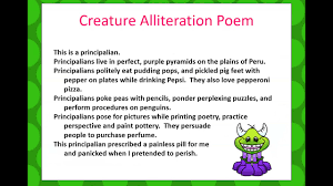 It is a humourous, whimsical1 form of poetry. Poetry Creature Alliteration Youtube
