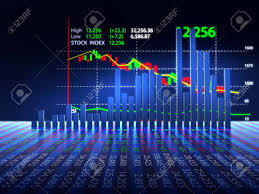 3d Rendering Of Stock Market Chart On Reflective Surface