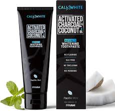 Amazon Com Cali White Activated Charcoal Organic Coconut Oil Teeth Whitening Toothpaste Made In Usa Natural Teeth Whitener Vegan Fluoride Free Sulfate Free Organic Black Tooth Paste Pacific Mint 4oz Health