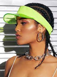 Neon Green Clear Brim Visor One Size In 2021 Neon Green Visor Hairstyles Find Hairstyles