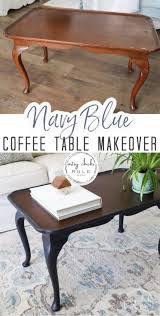 Navy Blue Coffee Table Makeover With Brown Glaze In 2020 Blue Coffee Tables Coffee Table Makeover Coffee Table