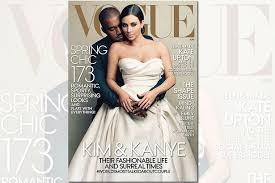 Kim kardashian and kanye west cover vogue us april 2014. Kim Kardashian Vogue Cover Kanye West And Keeping Up With The Kardashians Star In Wedding Dress On Magazine Mirror Online