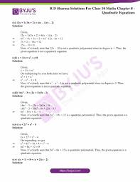 If the equation does not factor simply use the quadratic formula to solve. Rd Sharma Solutions For Class 10 Chapter 8 Quadratic Equations Pdf For Free
