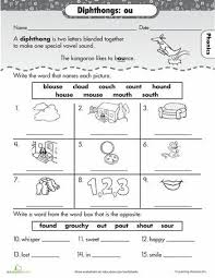Practice Reading Vowel Diphthongs Ou Worksheet Education Com Diphthongs Vowel Diphthongs Phonics Worksheets