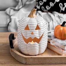 Striped Ceramic Jack O Lantern Kirklands Fall Halloween Decor Halloween Decorations Spooky Candles