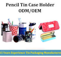 Custom Printed Rectangular Sliding Lid Pen Holder Metal Tin Pencil Case Box  - Tin Pencil Case
