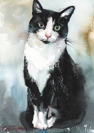 Tuxedo Cat By Yuliya Podlinnova Watercolor Cat Cat Painting Tuxedo Cat Art