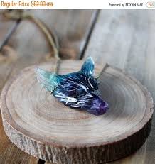 Memorial Day Sale Fluorite Carved Wolf Gemstone Pendant Necklace Carved Gemstone Stone Jewelry P Gemstone Necklace Pendant Wolf Pendant Necklace Wolf Jewelry
