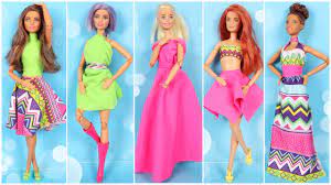 5 farkli dikissiz barbie kiyafet yapimi no 2 kendin yap tarzi 5 dakika sewing barbie clothes diy barbie clothes barbie clothes