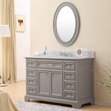 Margate 48 inch single bathroom vanity in dark gray, white carrara marble countertop, undermount square sink, and 44 inch mirror. 48 Inch Traditional Bathroom Vanity Gray Finish