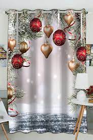 Abphqto Christmas Holiday Balls Snow Christmas Window Curtain Kitchen Curtain Window Drapes Panel 52x84 Inch One Piece Walmart Com In 2021 Christmas Window Decorations Christmas Window Decoration Christmas Window