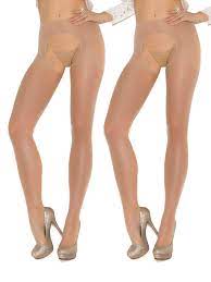 Womens Sexy Sheer Nude Crotchless Pantyhose Hosiery Stockings Beige Tights-  2 pack - Walmart.com