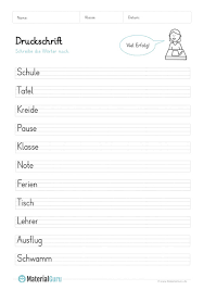 Kostenlose arbeitsblätter und übungen für deutsch in der 1. Druckschrift Materialguru