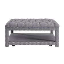 Check spelling or type a new query. Square Gray Linen Tufted Silver Cocktail Ottoman
