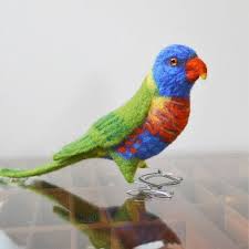Mr Rainbow Lorikeet Life Size Needle Felted Bird Fiber Etsy Fiber Sculpture Needle Felting Felt Birds