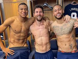 Messi, Mbappe and Neymar share topless dressing room snap after beating Man  City - Daily Star