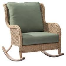 Hampton Bay Lemon Grove Wicker Outdoor Rocking Chair With Surplus Cushions D11230 Rc The Home Depot Outdoor Wicker Rocking Chairs Outdoor Rocking Chairs Rocking Chair