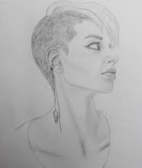 Drawing Of Shaved Head Punk Girl Undercut Hairstyle Hair Sketch How To Draw Hair Drawings