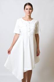 White Cotton Summer Maternity Dresses For Women Short Sleeve Asymmetric Tunic Dress Beach Mini Skater Front Button Dress Tavrovska