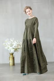Linen Dress Maxi Dress Green Dress Loose Fitting Dress Etsy Loose Fitting Dresses Linen Maxi Dress Maxi Dress Cotton